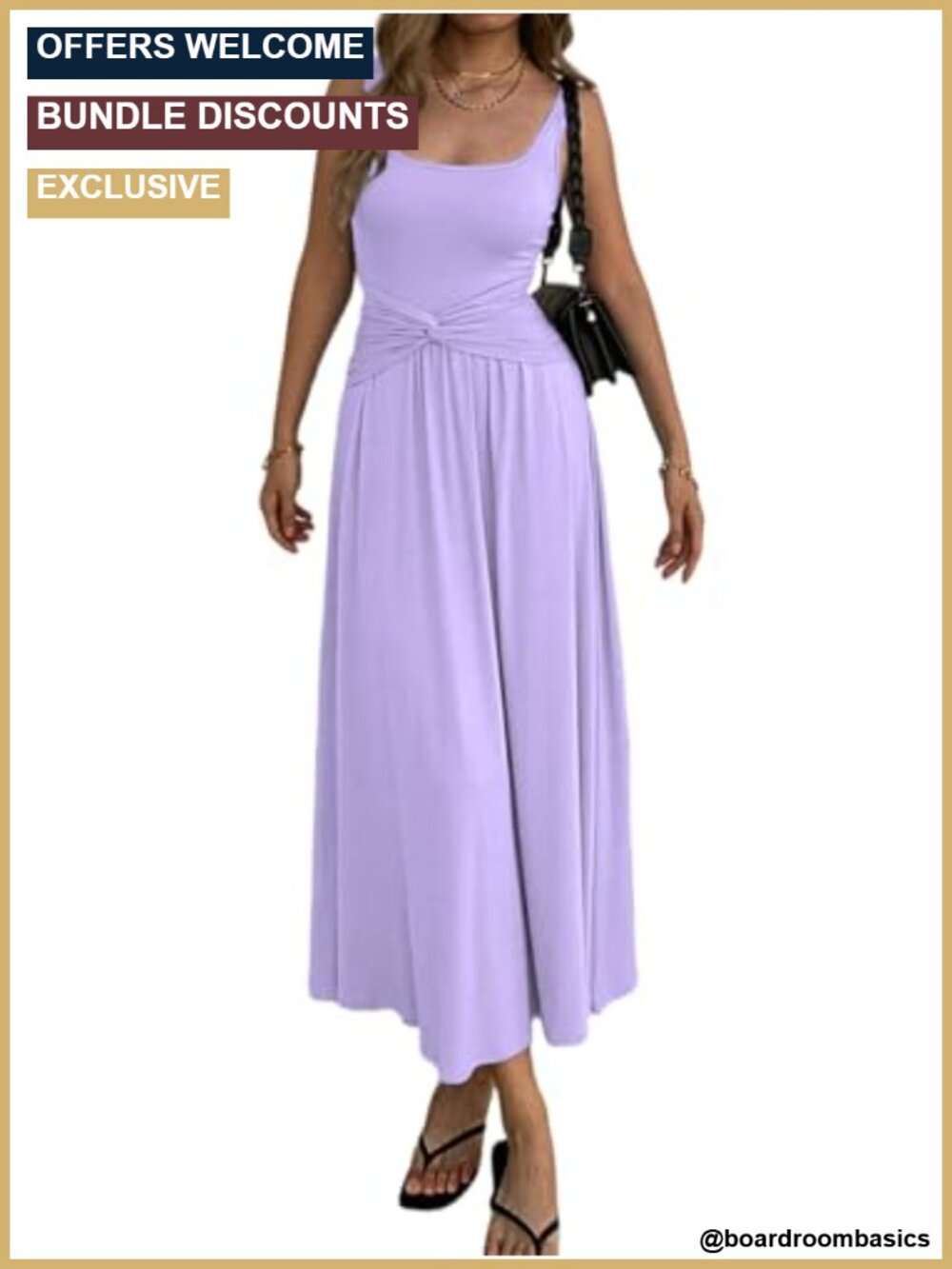 Mock Knot Front Maxi Dress Sleeveless Square Neck Ruched Waist Casual